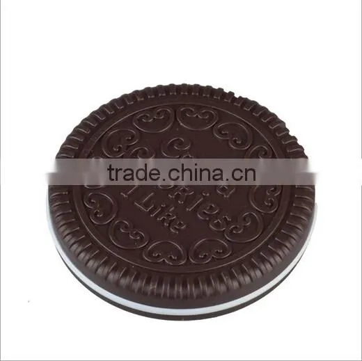 Mini Pocket Chocolate Cookie Compact Mirror With Comb