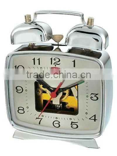 Square metal mechanical alarm clock, table clock