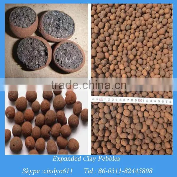 Expanded clay pebbles soil in plant growingbed