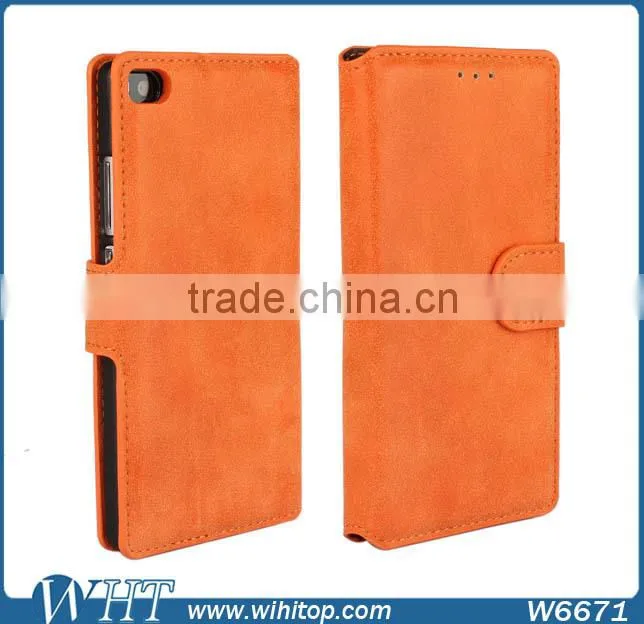 2015 Matte Retro Leather Case for Huawei P8 with Business Card Slot