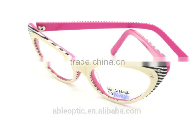 UNIQUE fox eye shape fashion design student acetate hand made spectacles optical frames eyewear eyeglasses with diamond