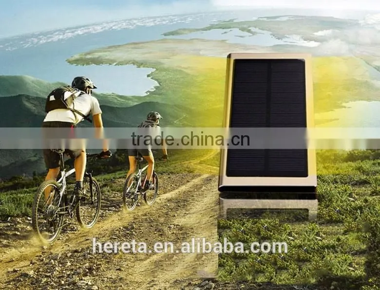 Classic Aluminum alloy 20000mAh dual usb portable solar panel power bank