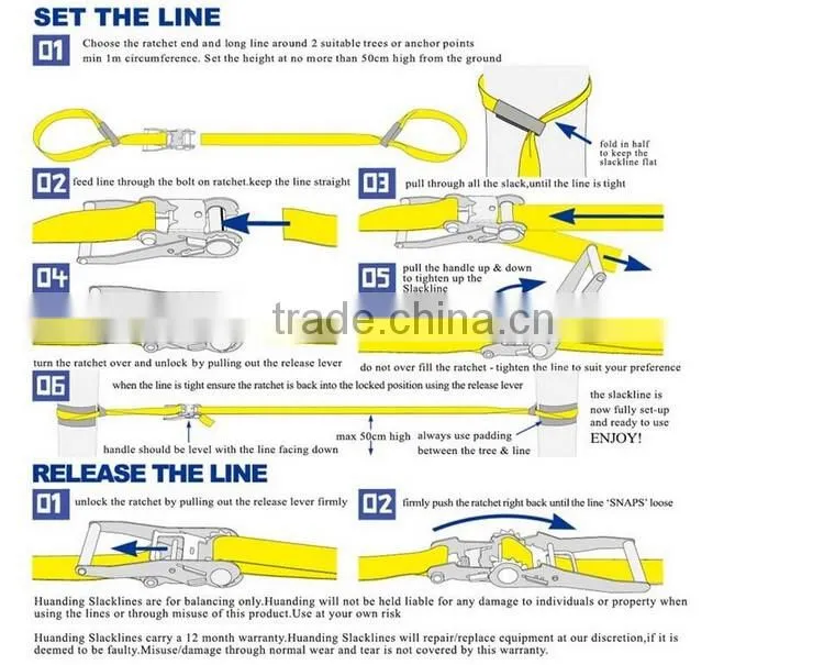 High security 15M balance sport Slackline webbing Slackline Set new sporter Slackline