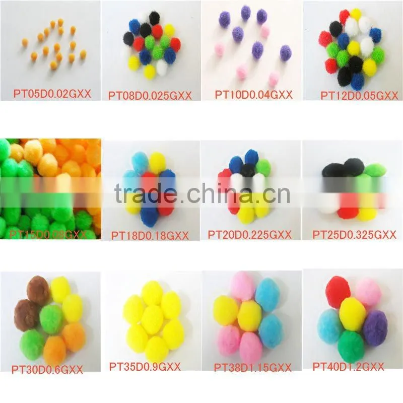 Factory supply pom poms with assorted size for kids diy or decoration