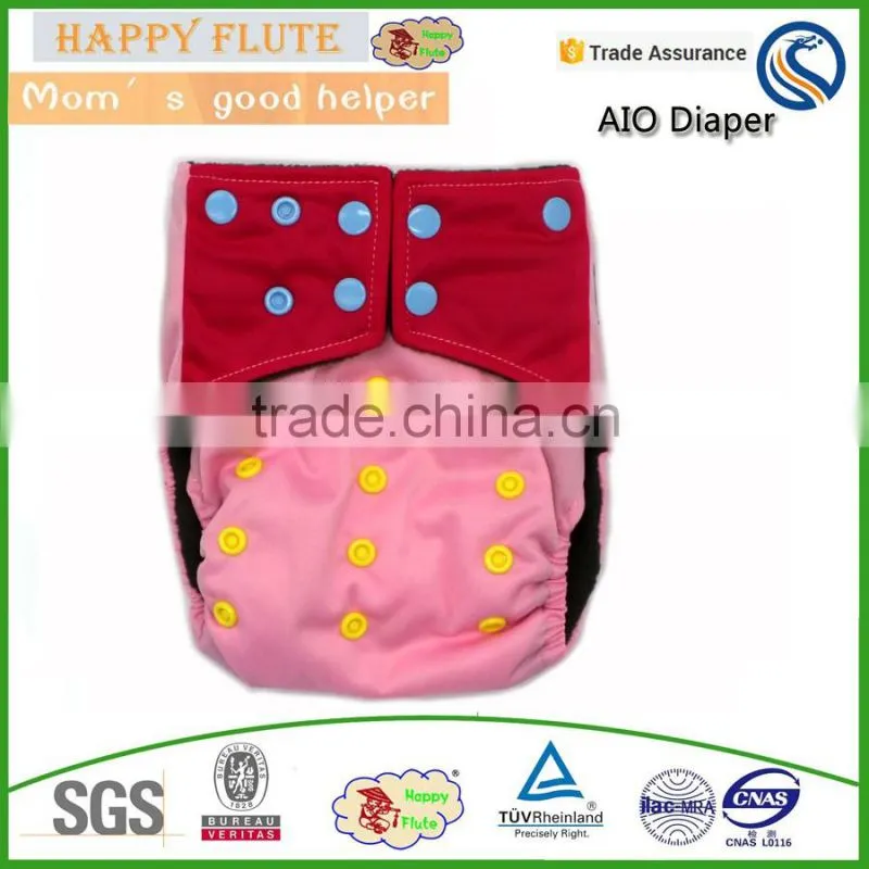 Happy Flute cloth diaper bamboo double row snaps colorful resuable baby muslin organic cloth diapers pul fabric for cloth diaper