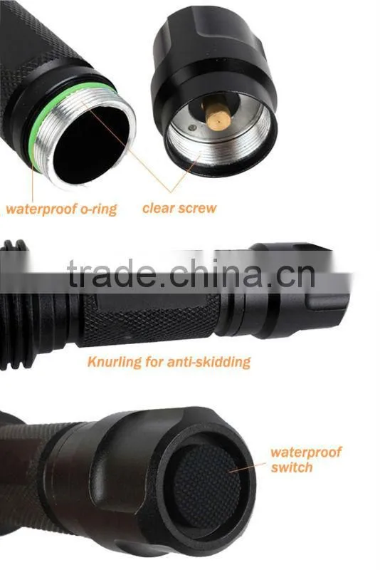 classical 3.7v 10 watt rechargeable battery C8T6 1600 lumen led rechargeable flashlight