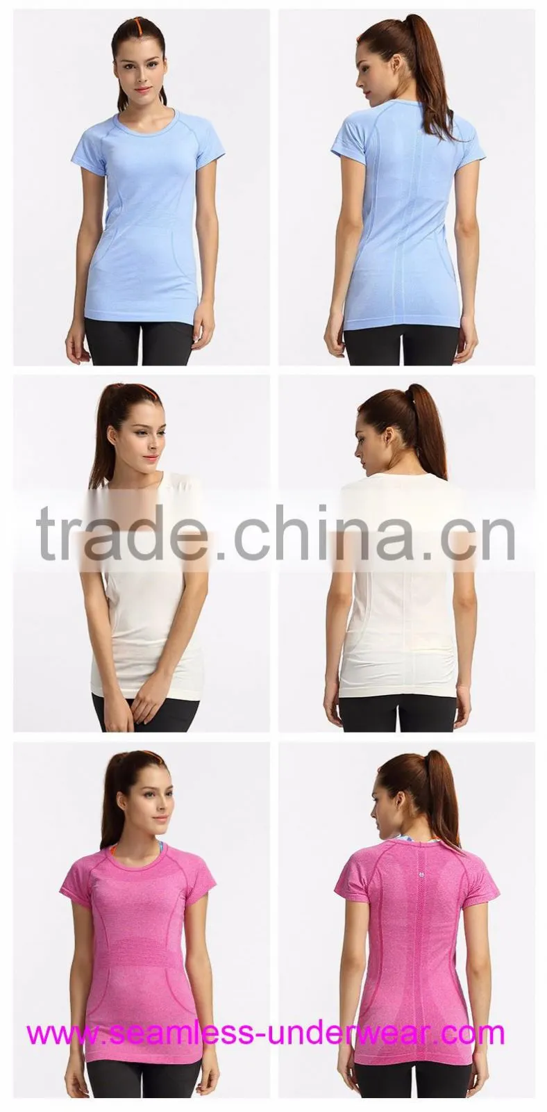 Seamless Workout Shirt for Women, Workout T Shirts, Dri Fit Fitness Shirts Manufacturers