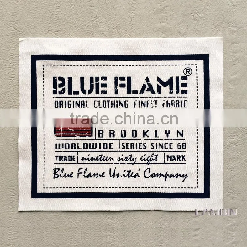 Canvas silk screen printed label neck label for garments