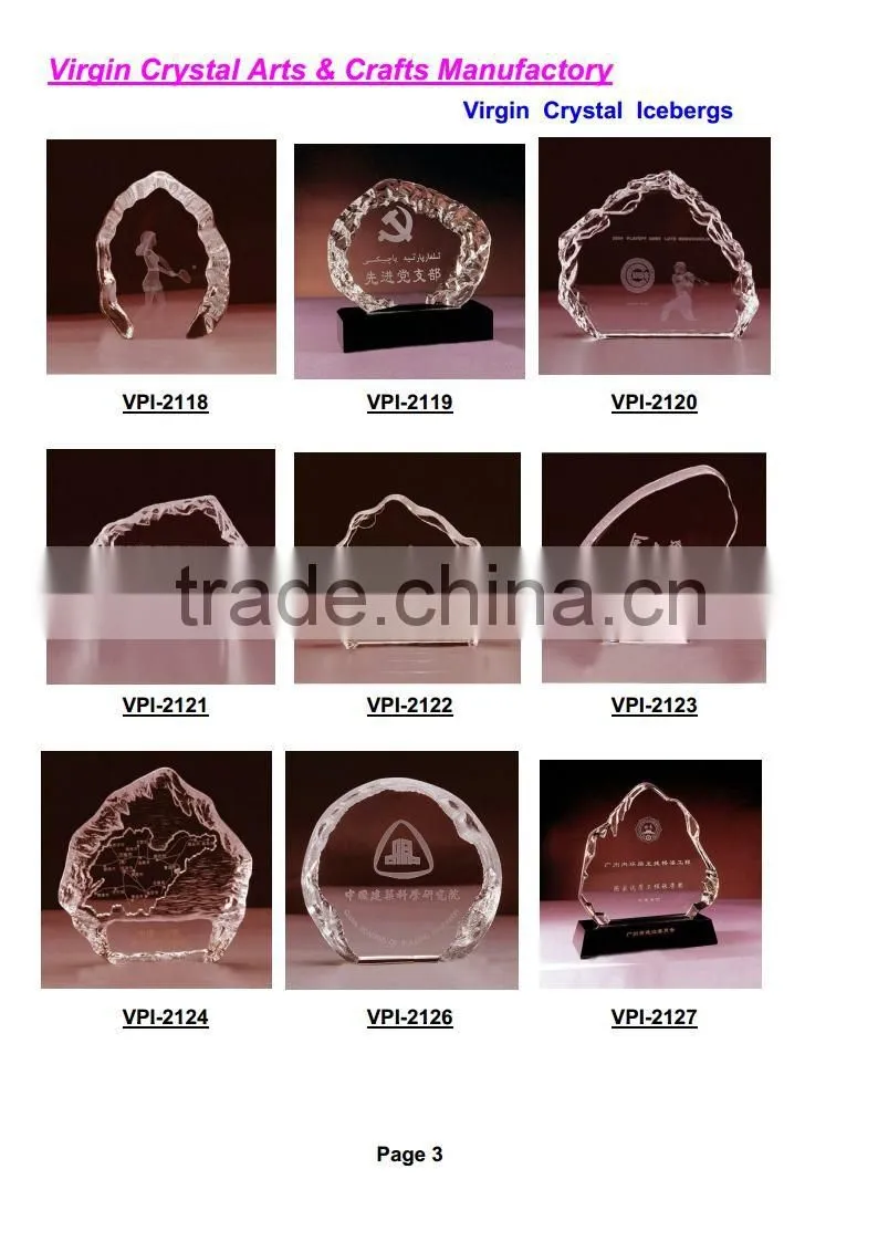 Popular crystal iceberg stand, crystal award with custom logo as 25th anniversary gift