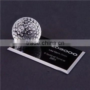 Wholesale New Design unique Crystal glass Golf Trophy for sports souvenir