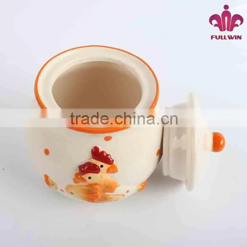 Ceramic sugar container with rooster design