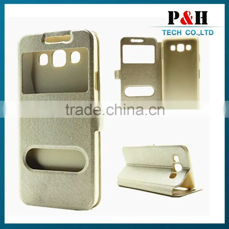 Flip Leather Cover Case For Samsung Galaxy E7 With Caller Id Display Window