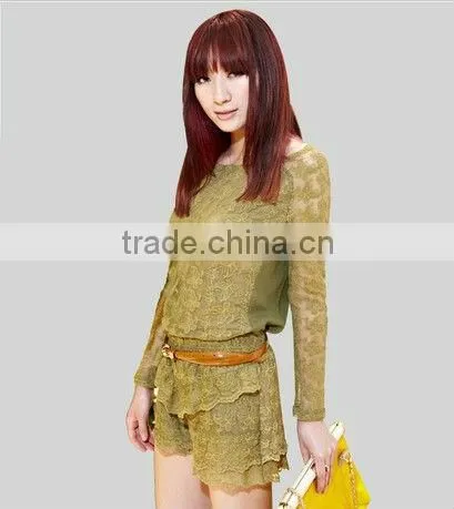 girl's short casual lace khaki pants