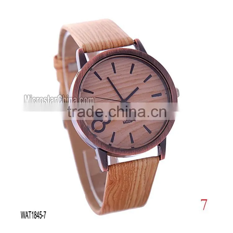 2016 new eight wood color cheap wooden watch