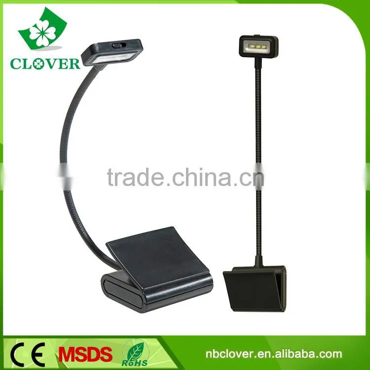 New design white 3 LED foldable book reading lamp led book light with clip