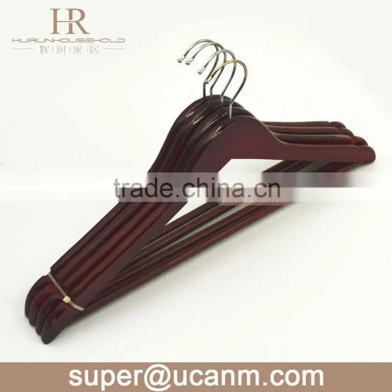HRW-6611M solid mix wood suit hanger with wood bar in the bottom