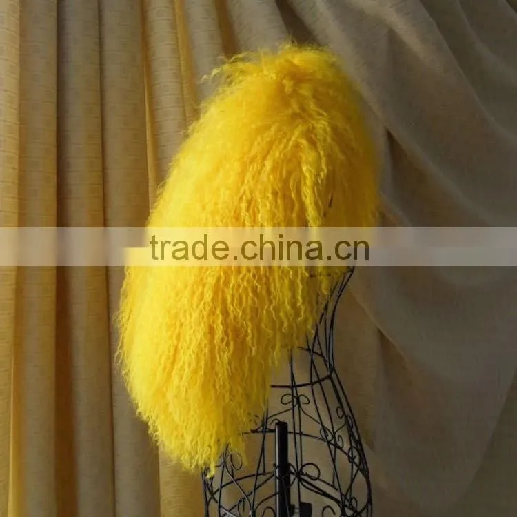 Top Quality Curly Mongolian Sheep Fur Collar for Women's Garment Accessories