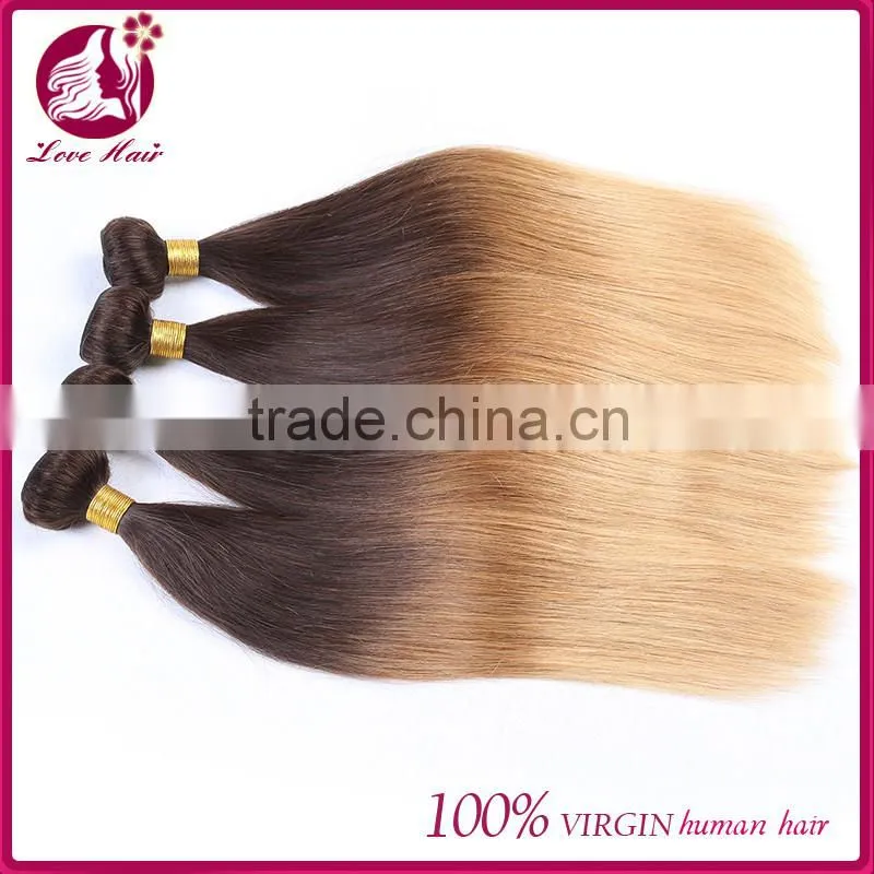 2016 Hot Selling !Two Tone Thick Bottom Factory Whoesale Wet And Wavy Ombre Colored Indian Human Hair Weave