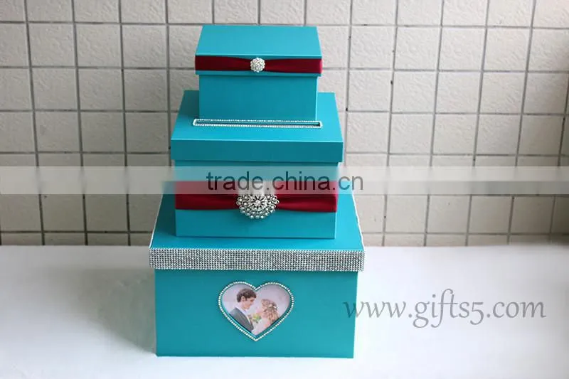 Handmade blue wedding card holder made in China wedding card box supplier