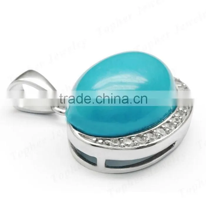 wholesale 925 Silver Jewelry jewelry natural stone big turquoise pendant design