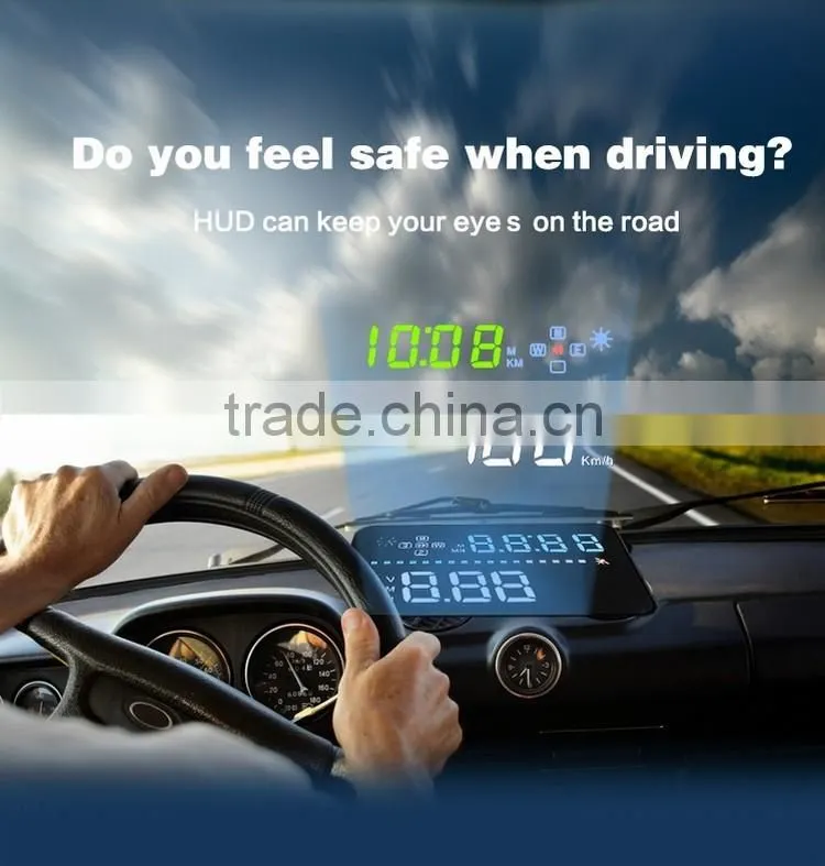 Car HUD A3 3.5 inch Screen GPS Head Up Display With Speedometer Kmh/MPH Speeding Warning Compass Compatible For OBD1 OBD2 Car