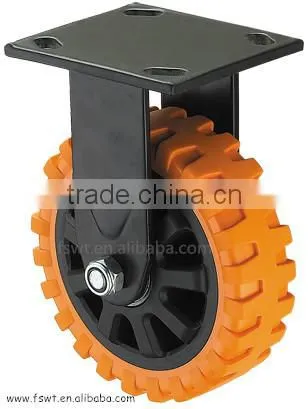 Heavy Duty Non-skid PU 8 Inch Fixed Caster Wheels For Trolley