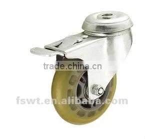 Top Hole PU Brake Caster Wheel With 3 Inch