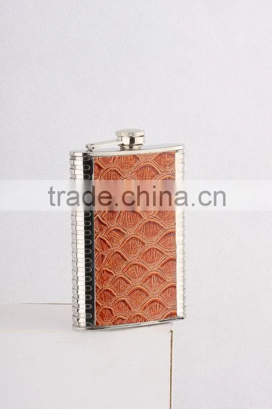 Deluxe stainless steel /leather Hip flask/e pot/bottle steel
