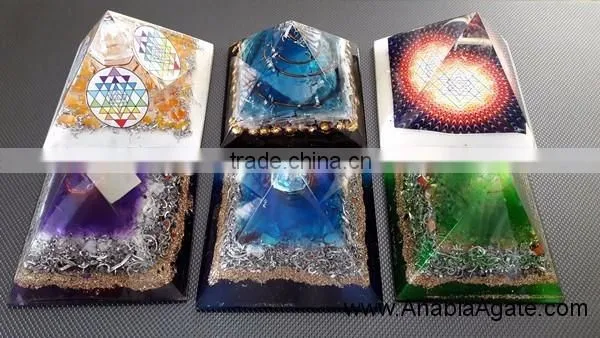 Red Colour Orgone Pyramid With Silver Pearl,s : Wholesale Orgone pyramid
