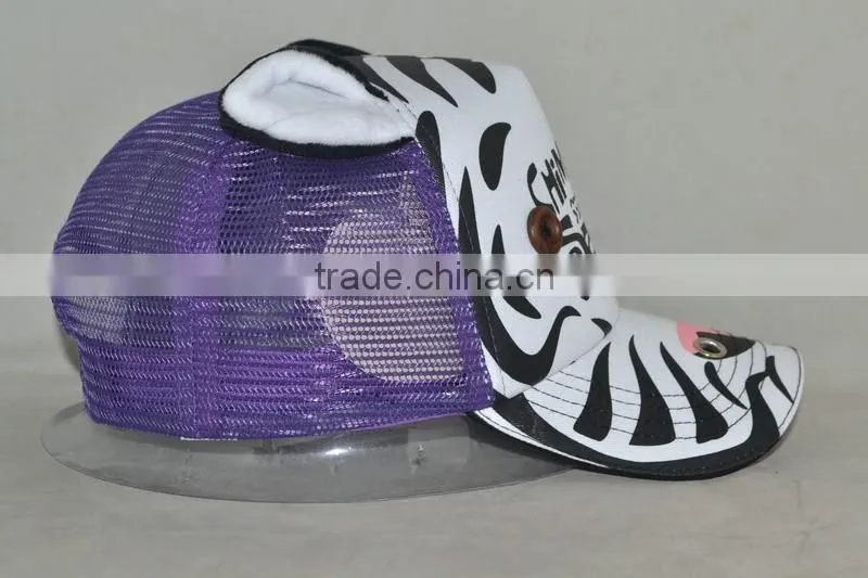Guangzhou hat factory professional custom 100% cotton cute cartoon hippo shape trucker cap