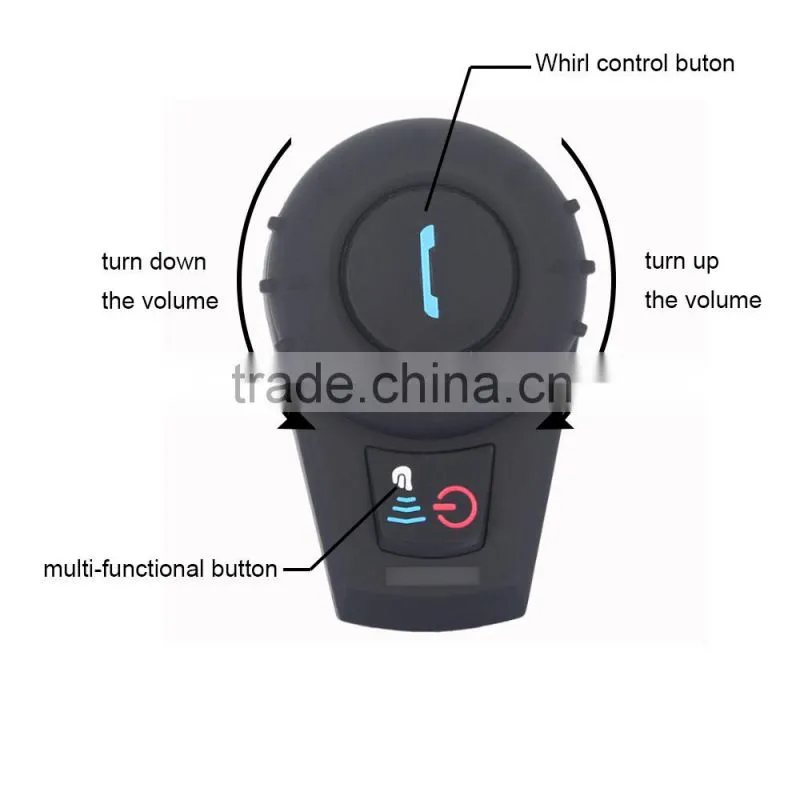 2016 new! 2 pcs waterproof motorcycle bluetooth intercom interphone headset for moto helmet intercommunicador with FM function