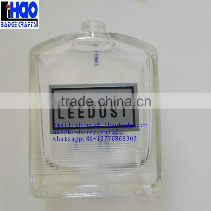 custom metal logo aluminum metal perfume bottle label sticker