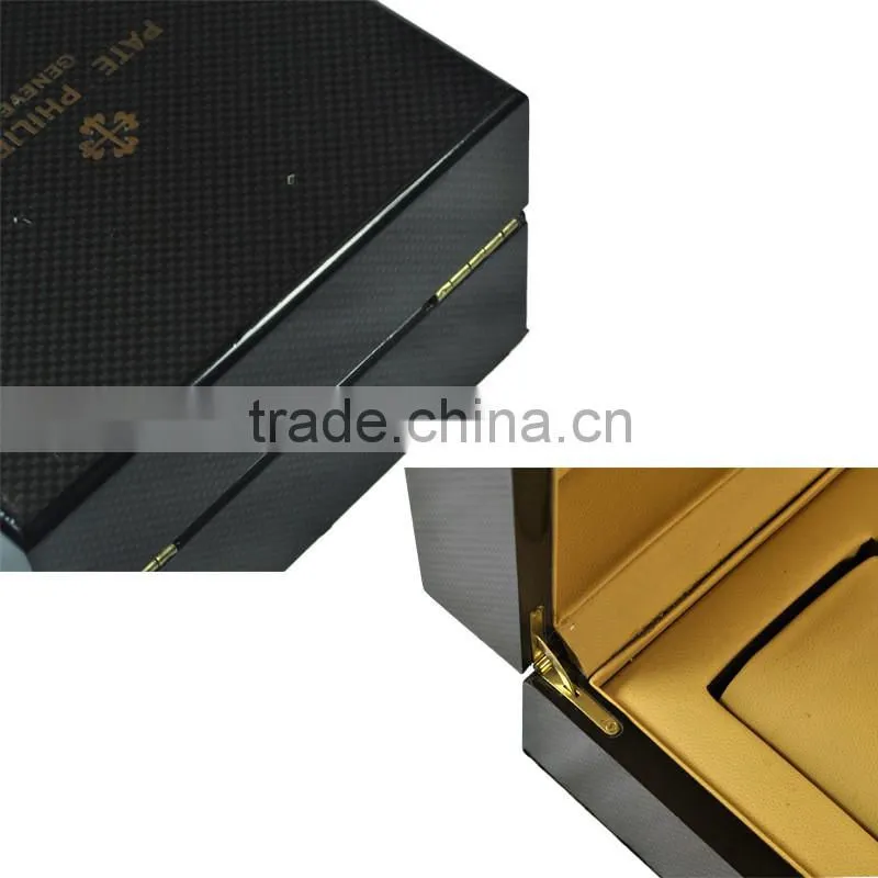custom logo printed Gray plaid top quality wood & PU watch box