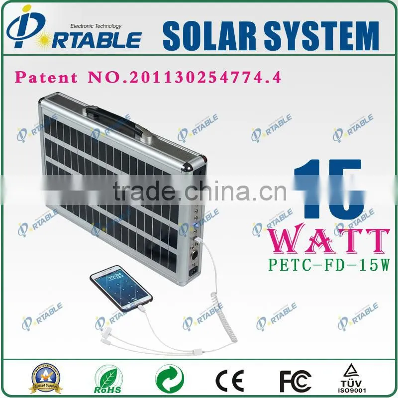 Home use 15w portable solar power system
