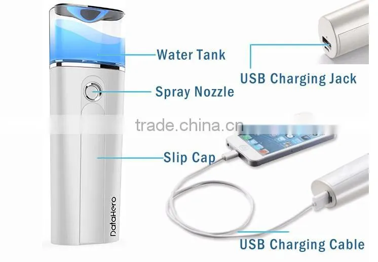 multifunctional power bank 3400 MAH nano technology Face moisturizing machine nano mist sprayer