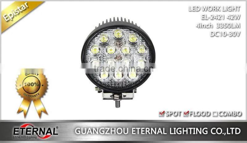 42W 4in round truck tractor excavator crane truck motorcycle ATV UTV high power spotlight led working lamp
