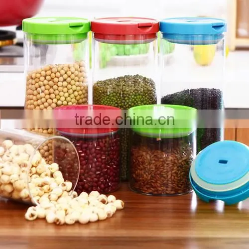 kitchen food storage jar/ glass sealing jar 1200ml-blue cap