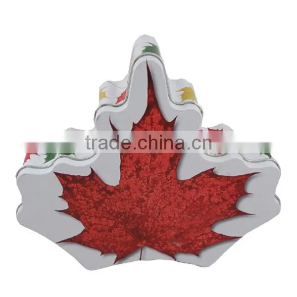 leaf shape christmas tins wholesale