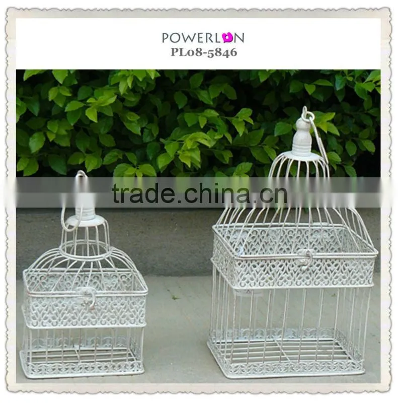 Lovely Antique White Antirust Decorative Hanging Chinese Metal Birdcage
