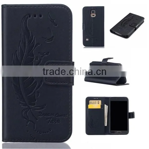 Embossed leather phone case,PU leather phone shell,flip foldable case for Samsung s5
