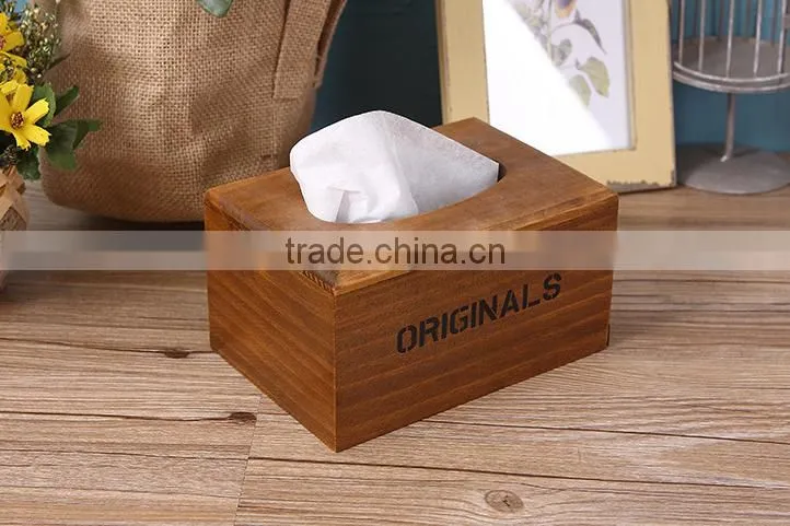 Home table decoration unfinished water-drop pattern wooden tissue box