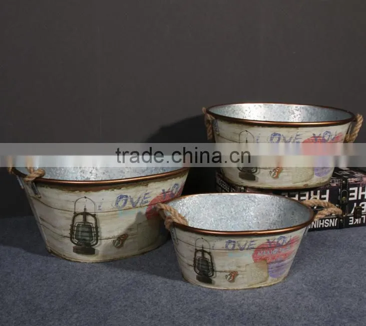 beer ice bucket Galvanized Metal ice bucket oval shape metal ice bucket