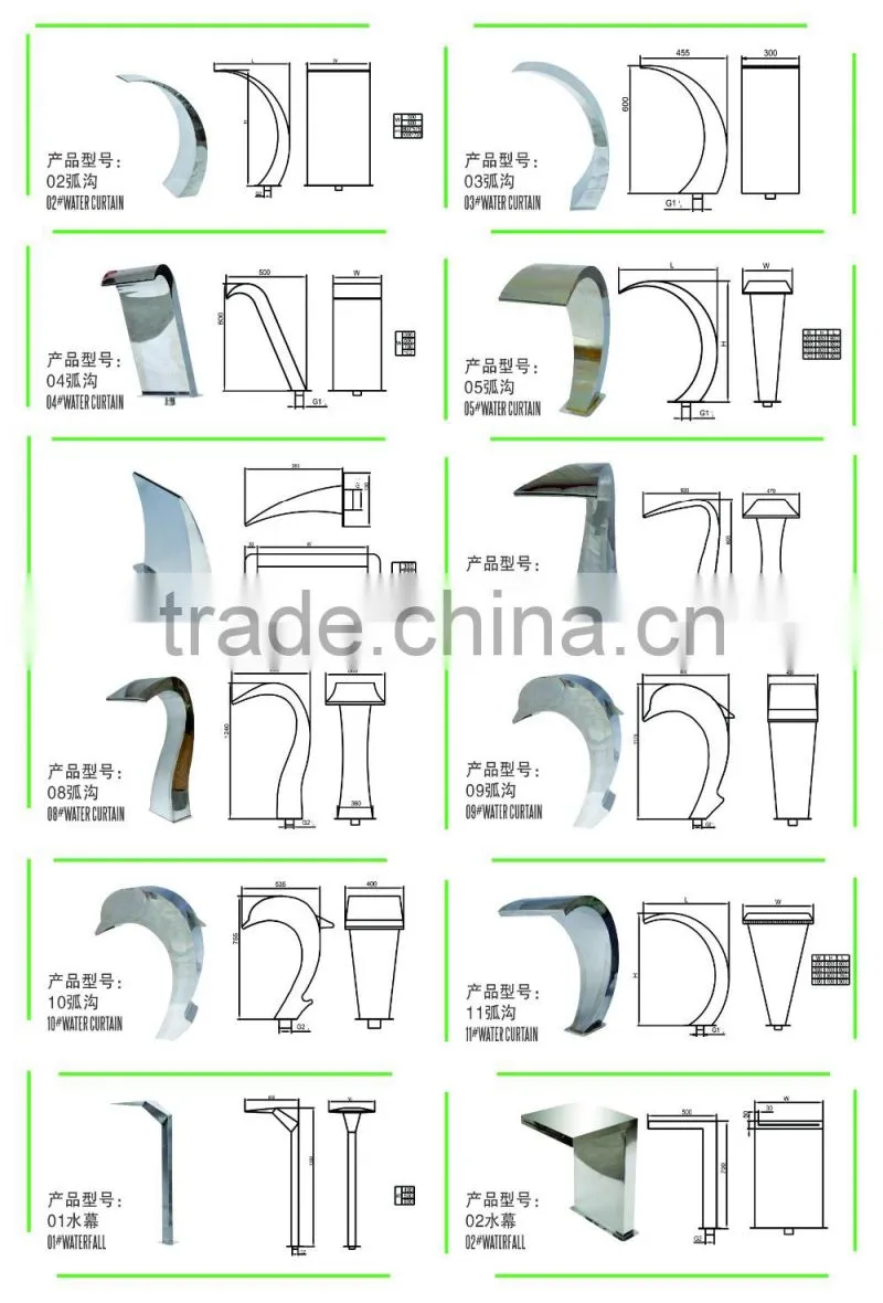 indoor or outdoor wall mounted waterfall features curtain wall fountains for indoor decoration
