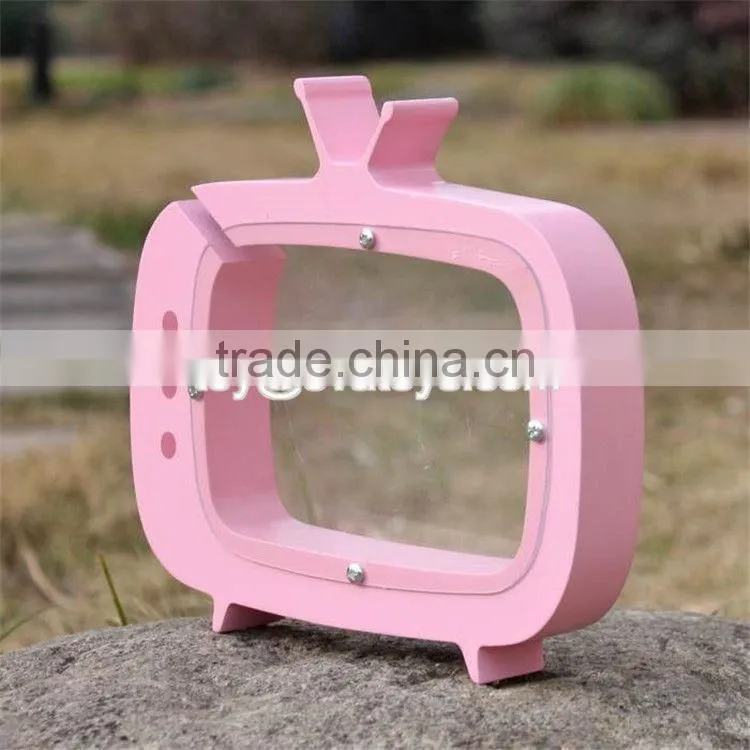 New design TV shape girls lovely wooden coin bank with logo customize W02A253