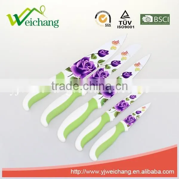 WCK001C 6 pcs set Kitchen Knives with scissors and holder stainless steel blade with PP handle Wholesale