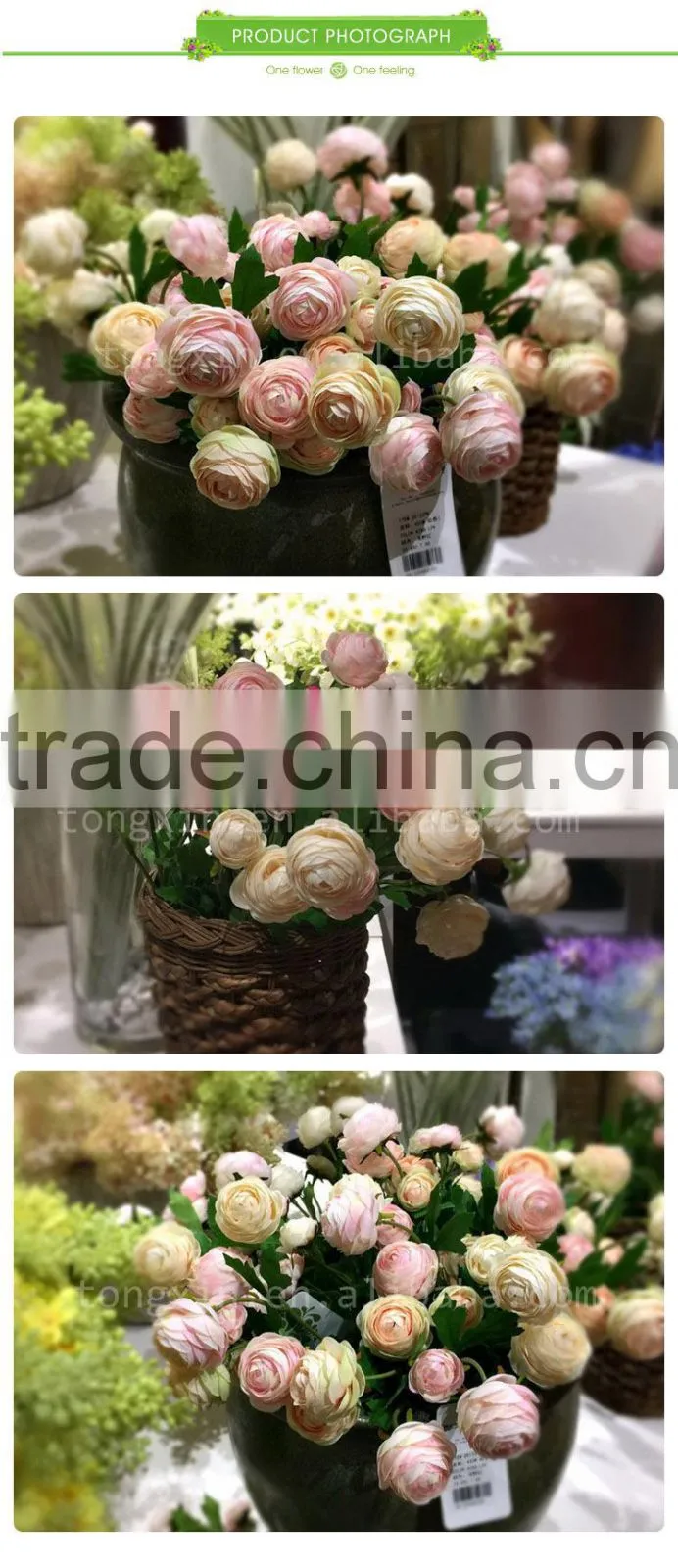wholesale single stem ranunculus artificial silk flowers for wedding decoration