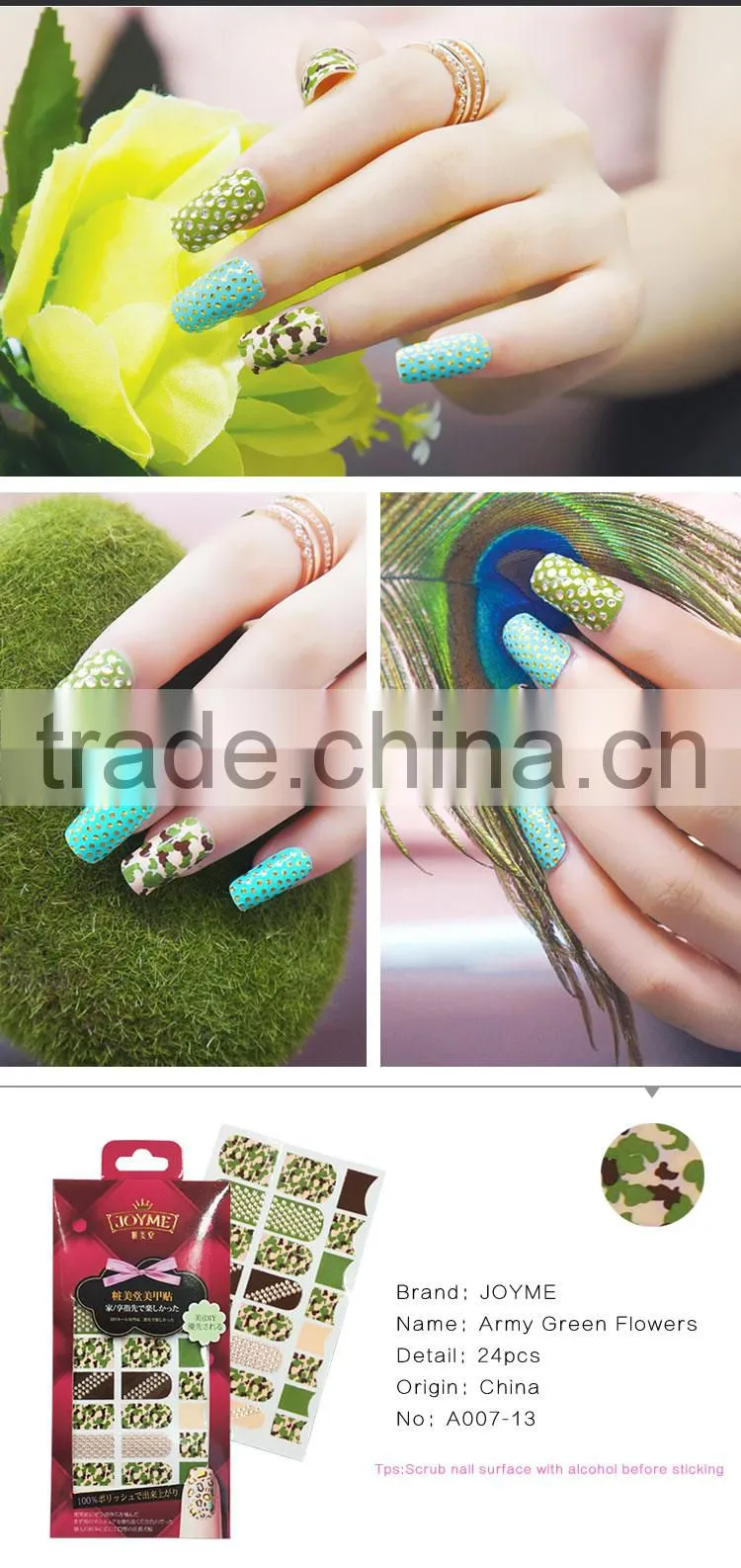 24pcs new design Watertransfer decorated glitter nail sticker
