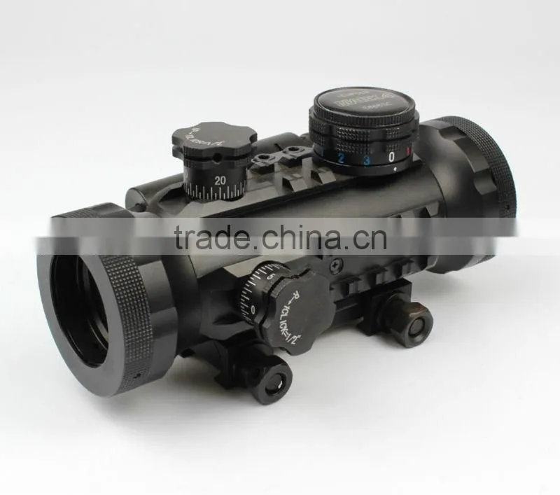 Compact red green dot riflescope with red laser attached