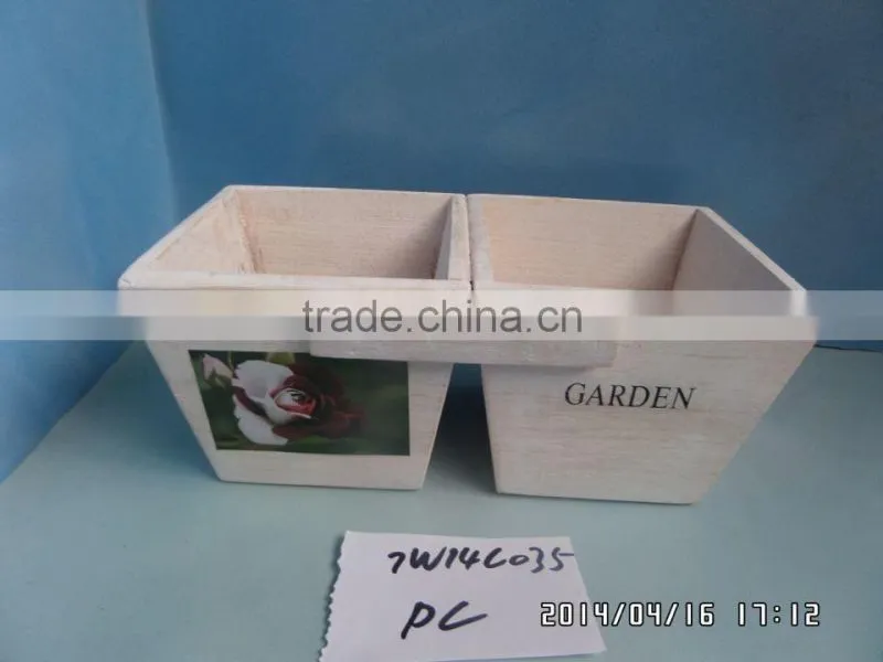 wooden flower pot planters with handle for garden home decoration