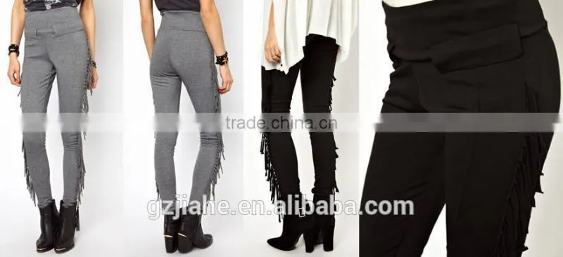 New Hot Selling rends Fashion Women's Slim pants Punk Fringed High Waist Trousers Casual Pant Feet